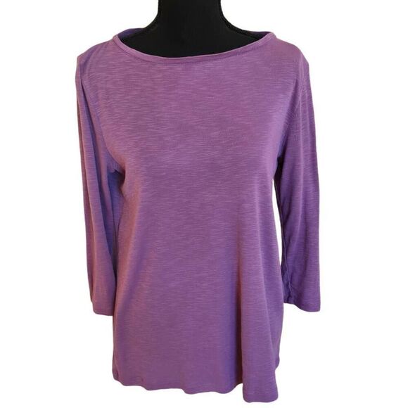 J Jill Womens Purple Pima Cotton Buttoned Back Tee Shirt - Picture 1 of 10